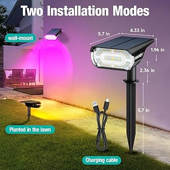 Amazon.com: AOUNQ Color Changing Solar Spot Lights Outdoor